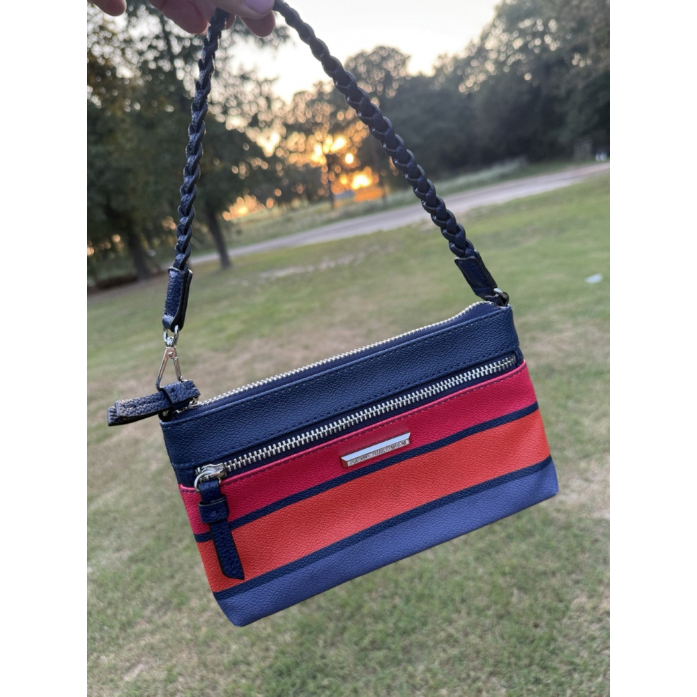 Dana Buchman Women's Striped Leather Zipper Clutch striped Purse Wallet